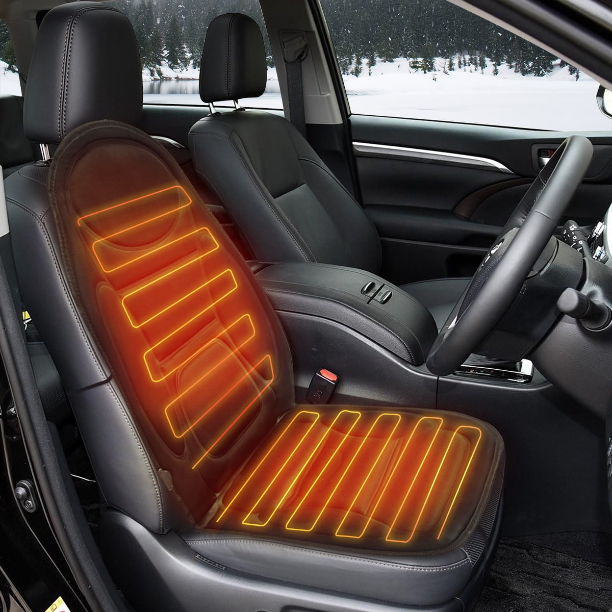YSH 12V Heated Car Seat Cushion Fiber Cover Mat Seat Heater Warmer Winter Cushion Cardriver Heated Seat Pad,Abeige 