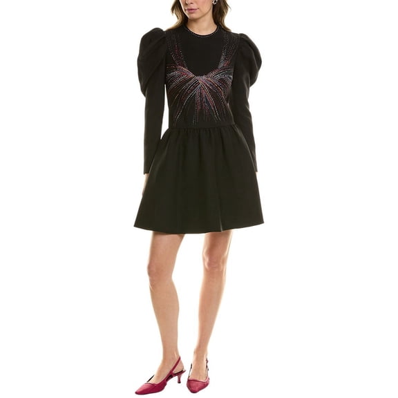 Valentino womens Wool & Silk-Blend A-Line Dress, 40, Black