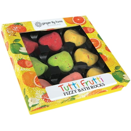 Ginger Lily Farms Tutti Fruitti Fizzy Bath Rocks, 9 Ct, 1 Oz ea