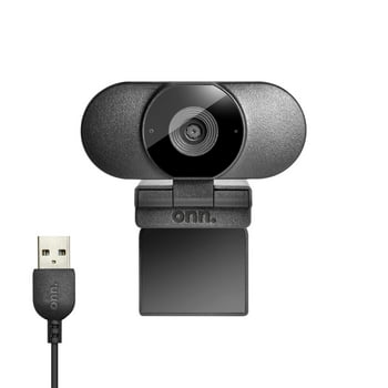 onn. 1440P Webcam with Autofocus and Built-in Microphone, Adjustable,Black