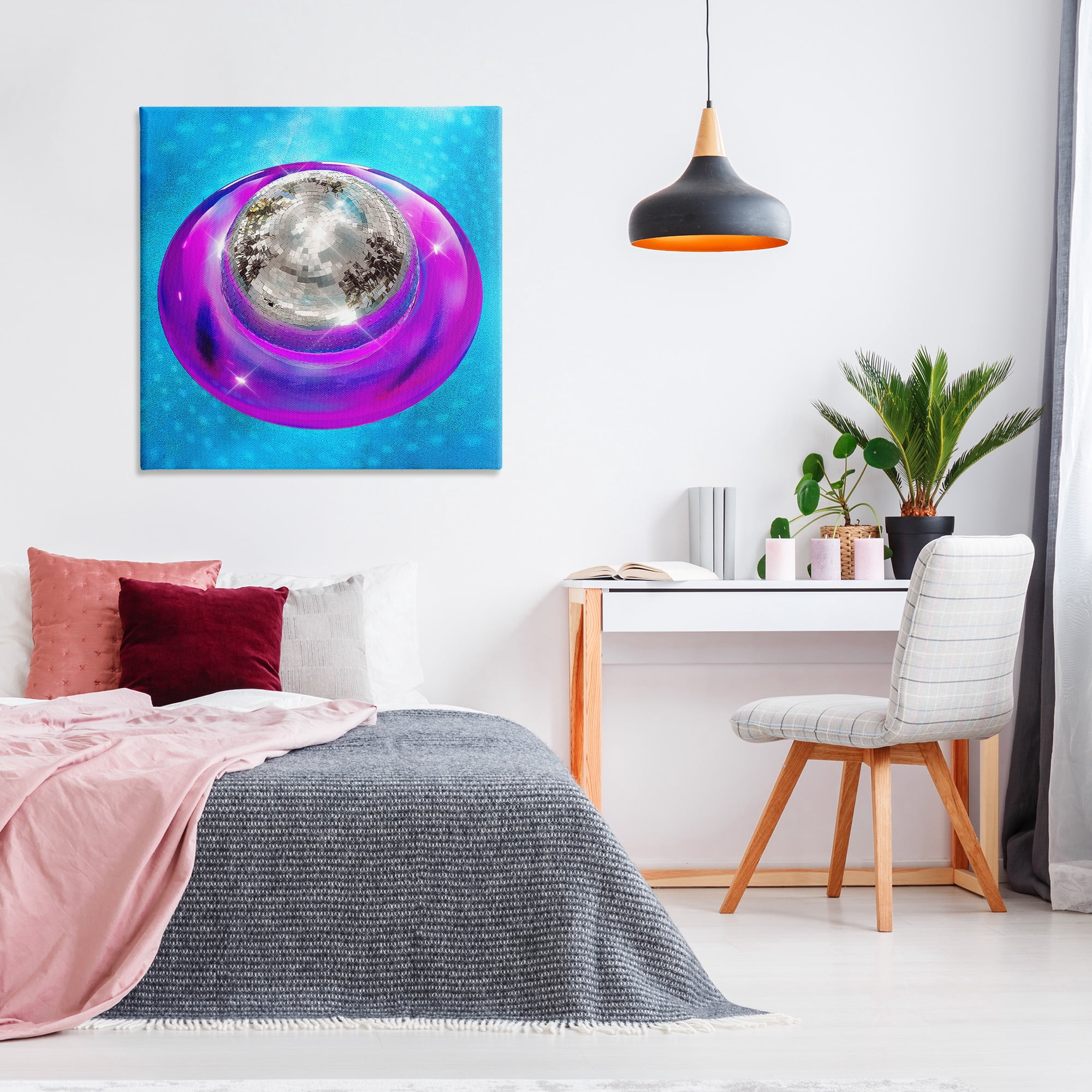 Stupell Industries Disco Ball in Pool Abstract Painting Gallery Wrapped Canvas Art Print Wall Art, 36 x 36