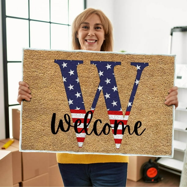 4th Of July Door Mat Patriotic Doormat Entryway Rug Welcome Independence Day Doormat Stain And Fad Patriotic Decor Welcome Outdoor Mat