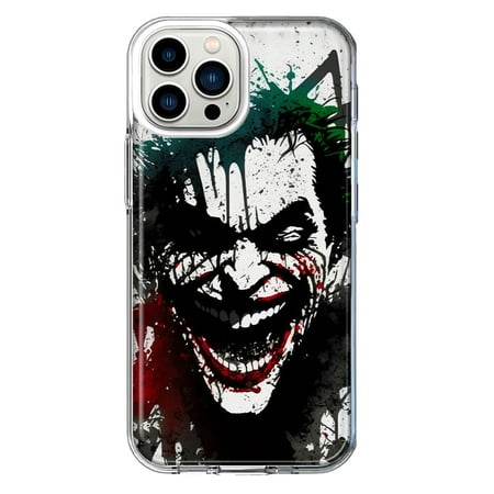 MUNDAZE Apple iPhone 12 Pro Max Shockproof Clear Hybrid Protective Phone Case Laughing Joker Painting Graffiti Cover