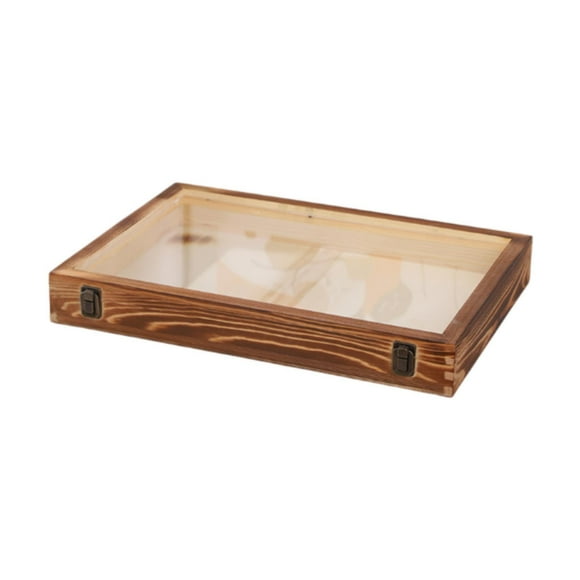 Marco de fotos de sombra, caja de almacenamiento, decoración de pared, adorno de escritorio rectangular de madera para marrón