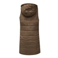 thumbnail image 4 of ZHOUCHANKIDS Long Vest for Women Sleeveless Winter Long Puffer Vest Lightweight Warm Zip Up Hooded Jacket Khaki S, 4 of 4