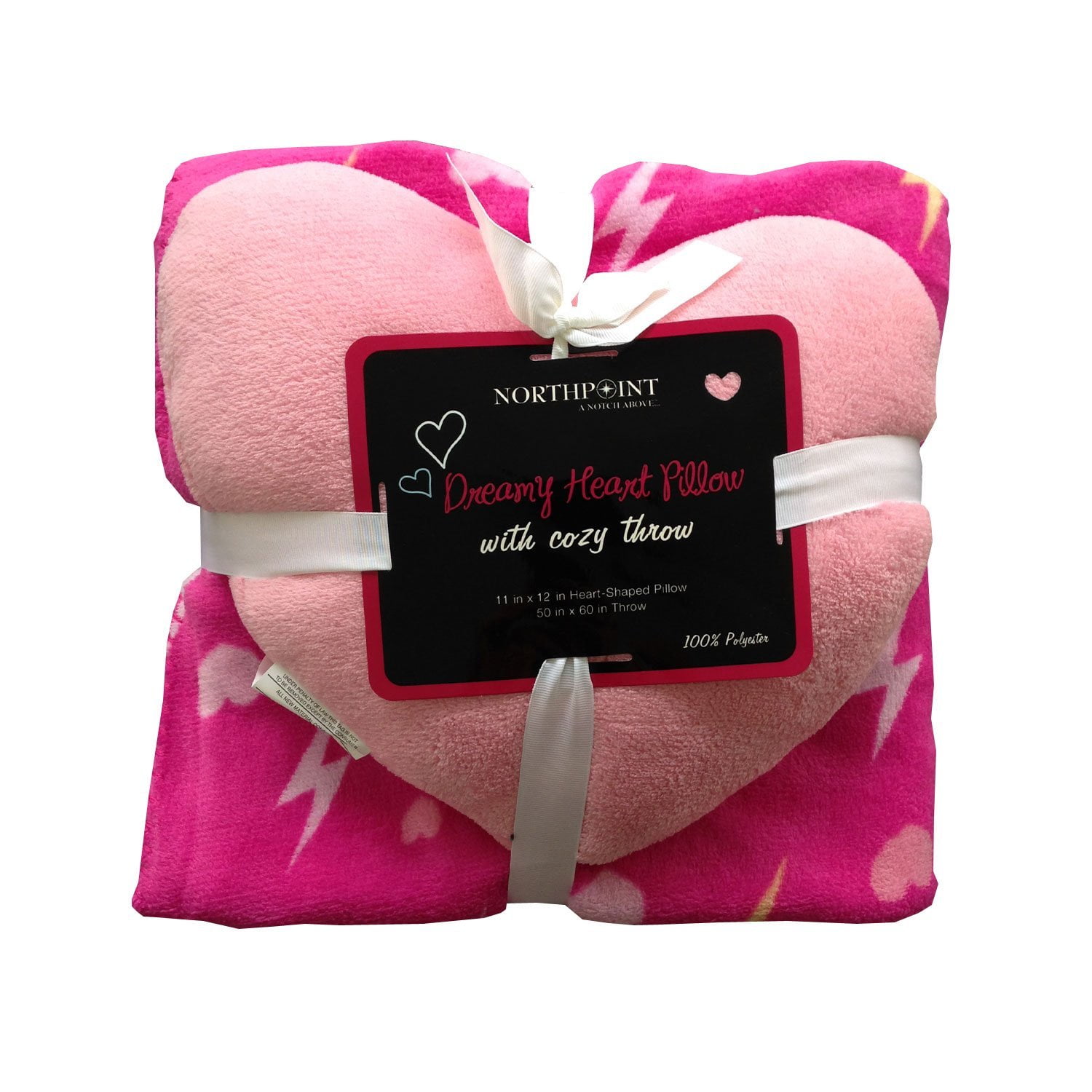 2pc Hot Pink Hearts and Lightning Pattern Throw Blanket