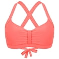 thumbnail image 2 of VNKIDY Womens Cross Back Tie Back Front Ruched Solid Color Bikini Top Summer Tropical Beach Regular Fit Quick Dry Swim Bath Tops For Ladies Pink L, 2 of 4