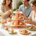 thumbnail image 4 of MTBLYS Soporte de 3 niveles para cupcakes y postres|ideal para fiestas de cumpleaños y bodas| Bandeja de plástico escalonada con borde dorado festoneado para servir cupcakes|pasteles o aperitivos, 4 of 6