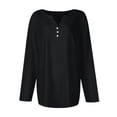 thumbnail image 5 of Work Blouses for Women Women's T Shirt Tee Button Soild Color Long Sleeve Daily Weekend Fashion Basic V-Neck Top, 5 of 5
