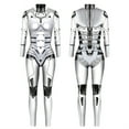 thumbnail image 3 of HXWCHs Women's Futuristic Skeleton Robot Graphic Full Body Jumpsuit Halloween with 3D Print Design and Back Zipper XXXXL Light Gray, 3 of 5