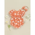 thumbnail image 4 of Suealasg Baby Girl 2Pcs Summer Outfits 3 6 12 18 Months Infant Short Sleeve Floral Print Frill Romper +Headband Set Newborn Girl Clothes, 4 of 7