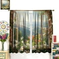 thumbnail image 3 of Morning Window Flower Landscape Blackout Curtain, Mountain Window Frame Art Vine Beautiful Scenery, Green Plant Chrysanthemum Sun Curtain, Teen Room Living Room Curtain 2 Pieces 84x84in, 3 of 5