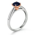 thumbnail image 3 of Gem Stone King 0.70 Ct Cushion Blue Sapphire 925 Sterling Silver Engagement Ring with 10K Rose Gold Prongs, 3 of 4