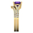 thumbnail image 3 of 3.36 ct Brilliant Princess Cut Natural Amethyst 14k Yellow Gold Solitaire with Accents Engagement Bridal Wedding Ring Band Set size 10.5, 3 of 7