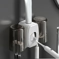thumbnail image 5 of Wall Mounted Toothbrush Holder with Automatic Toothpaste Dispenser - Adhesive Bathroom Organizer Set Includes 2 Cups, Family Toothbrush Storage, Modern Grey Bathroom Decor, 5 of 6