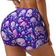 thumbnail image 2 of Kdxio colorful mushroom Skull rainbow Print Workout Shorts for Women Seamless Soft Smooth Gym Yoga Scrunch Active Shorts, 2 of 5