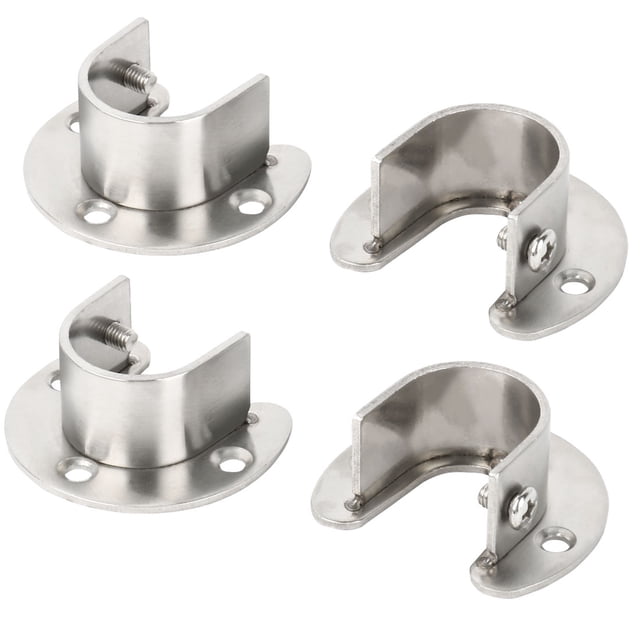 Inoxidable Acero Ropa Armario Varilla Soporte Brida Palanca Soporte Soporte Colgador Polo 1.1 Pulgadas Diámetro 4uds