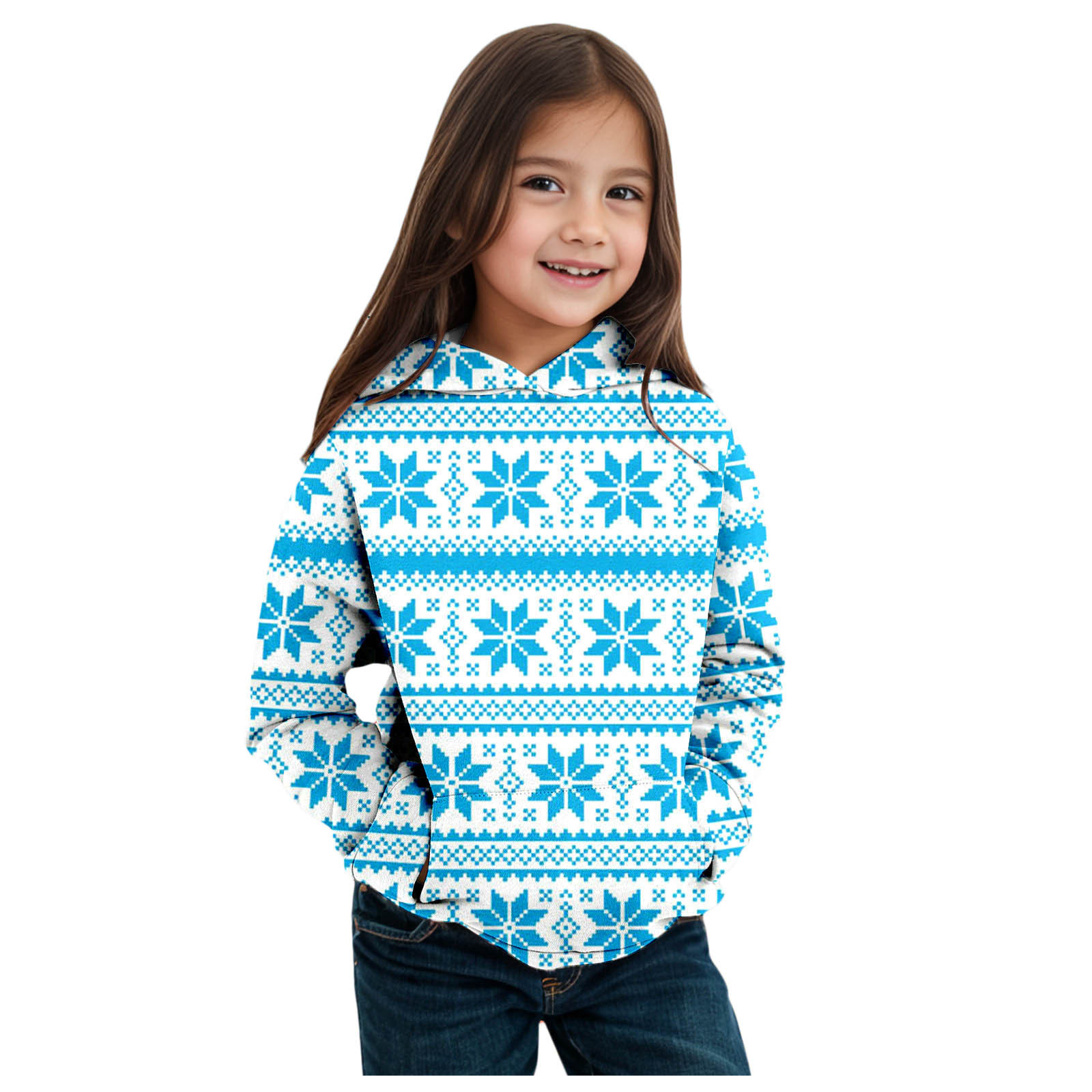 Sweat-shirt De Noël Pour Enfants – Pull Hiver Chaud Manches Longues – Motifs Flocons De Neige Et Rennes – Fille Et Garçon - 3