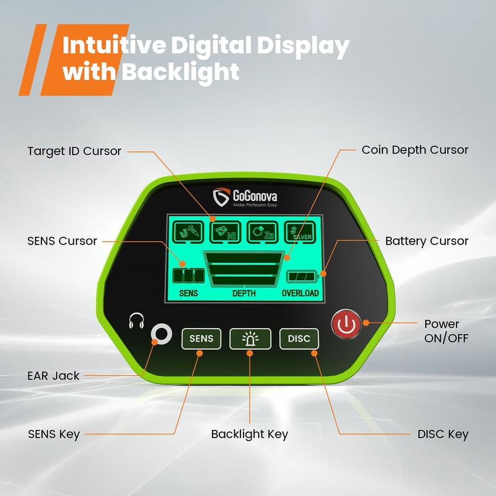 Longqi Waterproof Metal Detector for Adults & Kids, with High Accuracy Lightweight 8" Search Coil, All Metal & Disc Modes