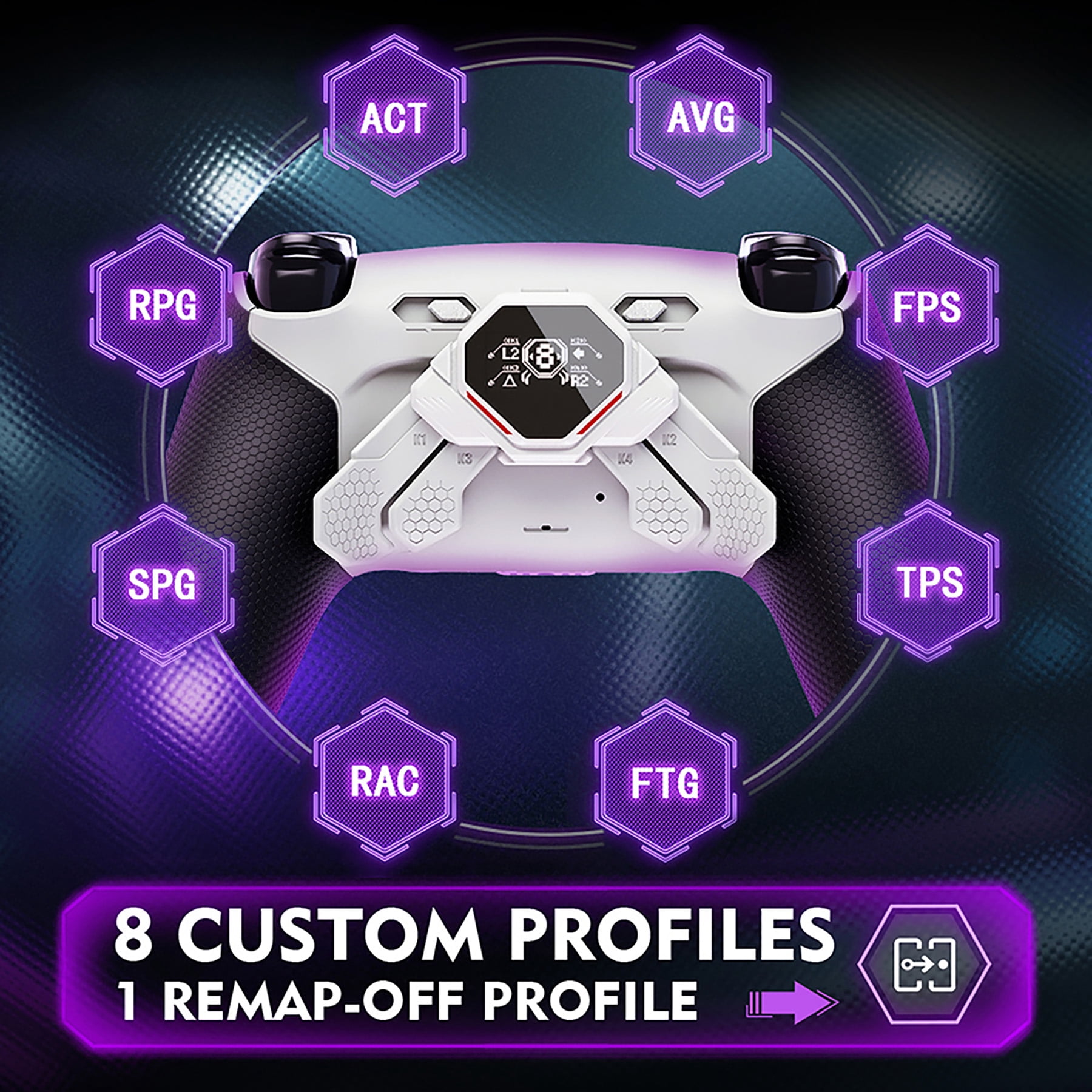 eXtremeRate SPARK Back Paddles Kit for PS5 Controller BDM-010 020 Models,Rubberized Grips Remappable 4 Back Buttons Set - White & Black