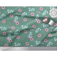 thumbnail image 2 of Soimoi Green Poly Georgette Fabric Leaves & Ranunculus Floral Printed Craft Fabric by the Yard 52 Inch Wide, 2 of 3
