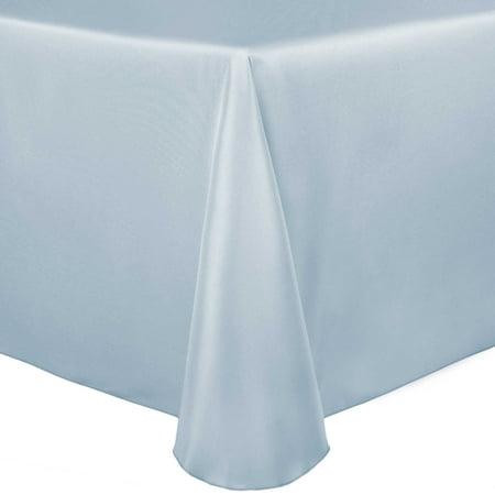 

Ultimate Textile (5 Pack) Satin 60 x 144-Inch Oval Tablecloth - for Home Dining Tables Ice Blue