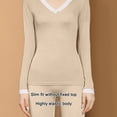 thumbnail image 5 of Conjunto de traje térmico con cuello en V, ropa y pantalones de otoño sin costuras de modal para mujer, 5 of 5