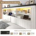 thumbnail image 5 of EnHomee King Size Bed Frame with 4 Storage Drawers Platform Bed Frame metal with Headboard and Storage Framhouse Bed Frame with LED Lights & Charge Station, White, 5 of 9