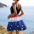 thumbnail image 5 of Women's Casual Square Neck Dress, Sleeveless Summer Sundress with Elastic Waist and Patriotic Print, Comfortable Holiday Apparel,Royal Blue M, 5 of 5