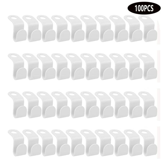 100Pcs Hanger Connector Hooks,Plastic Hanger Extender Clips for Hangers Space Saving and Clothes Closet Organizer,White