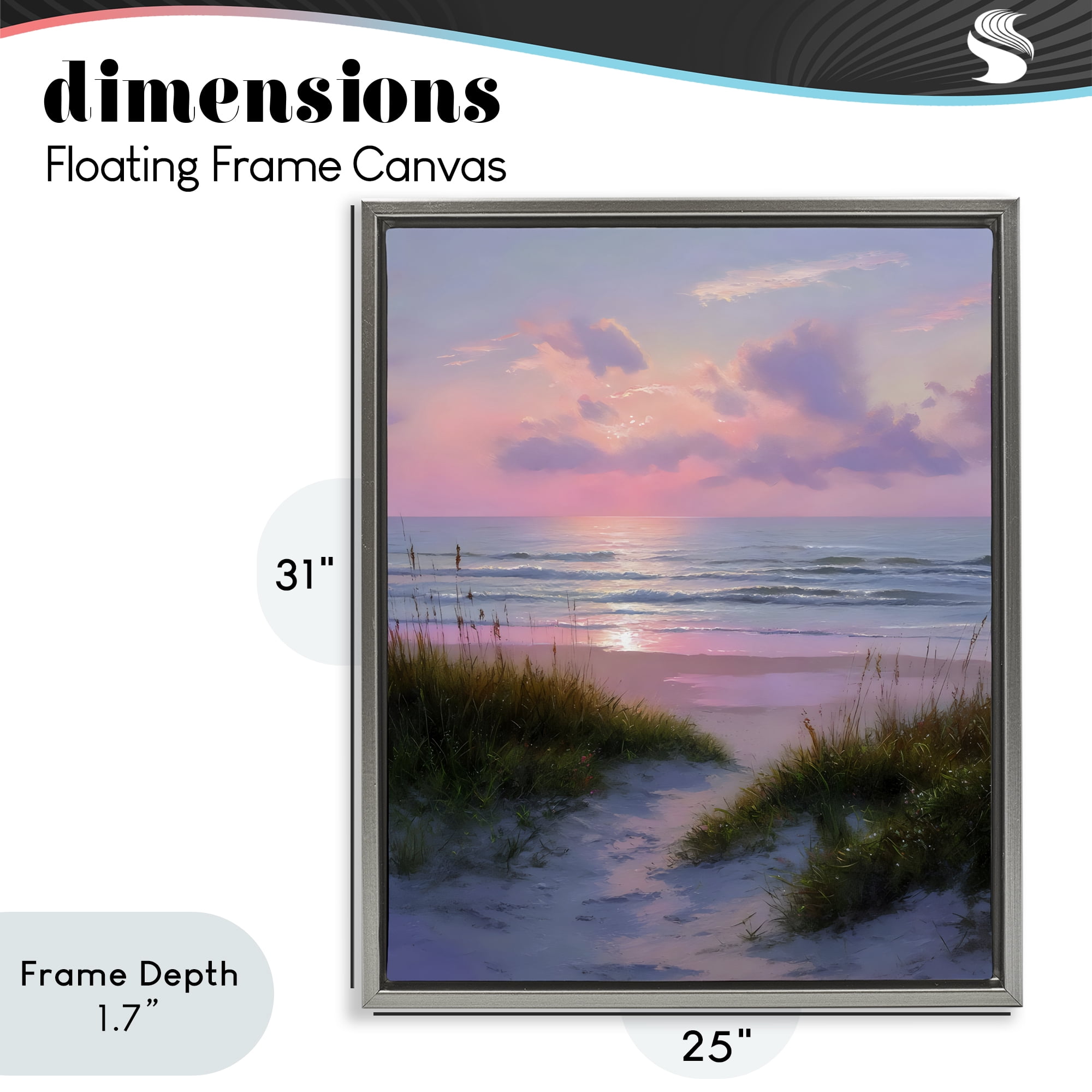 Stupell Industries Romantic Beach Sunset in Pink Gray Framed Floater Canvas Wall Art, design by Franklyn Gregory