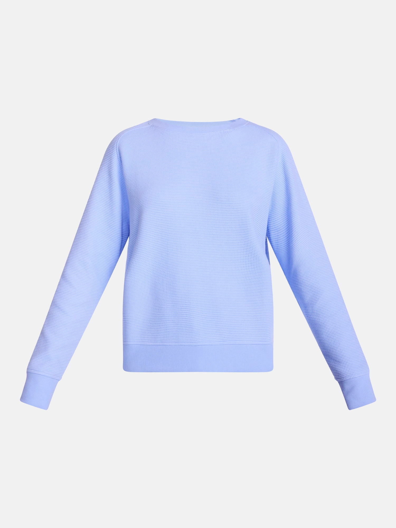 Scenario Women's Waffle Knit Crewneck Tee with Long Sleeves, Sizes XS-XXXL