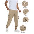 thumbnail image 4 of APTRO Mens Corduroy Sweatpants Casual Cargo Pants Elastic Waist Drawstring Baggy Tapered Jogger Pants with Zipper Pockets Beige MG020 3XL, 4 of 8