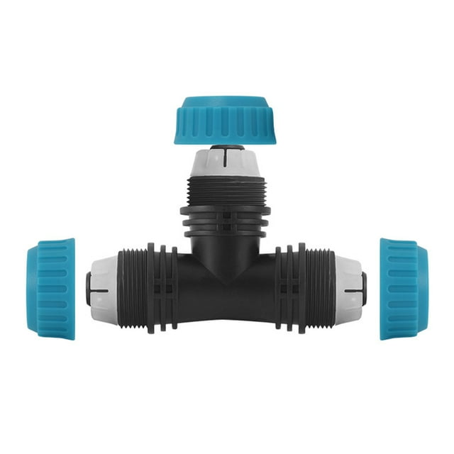 Inteprter Accesorios de conector de tubería en T, pieza de tubería, manguera de riego de plástico a prueba de fugas, accesorio de acoplamiento Jardín y Patio