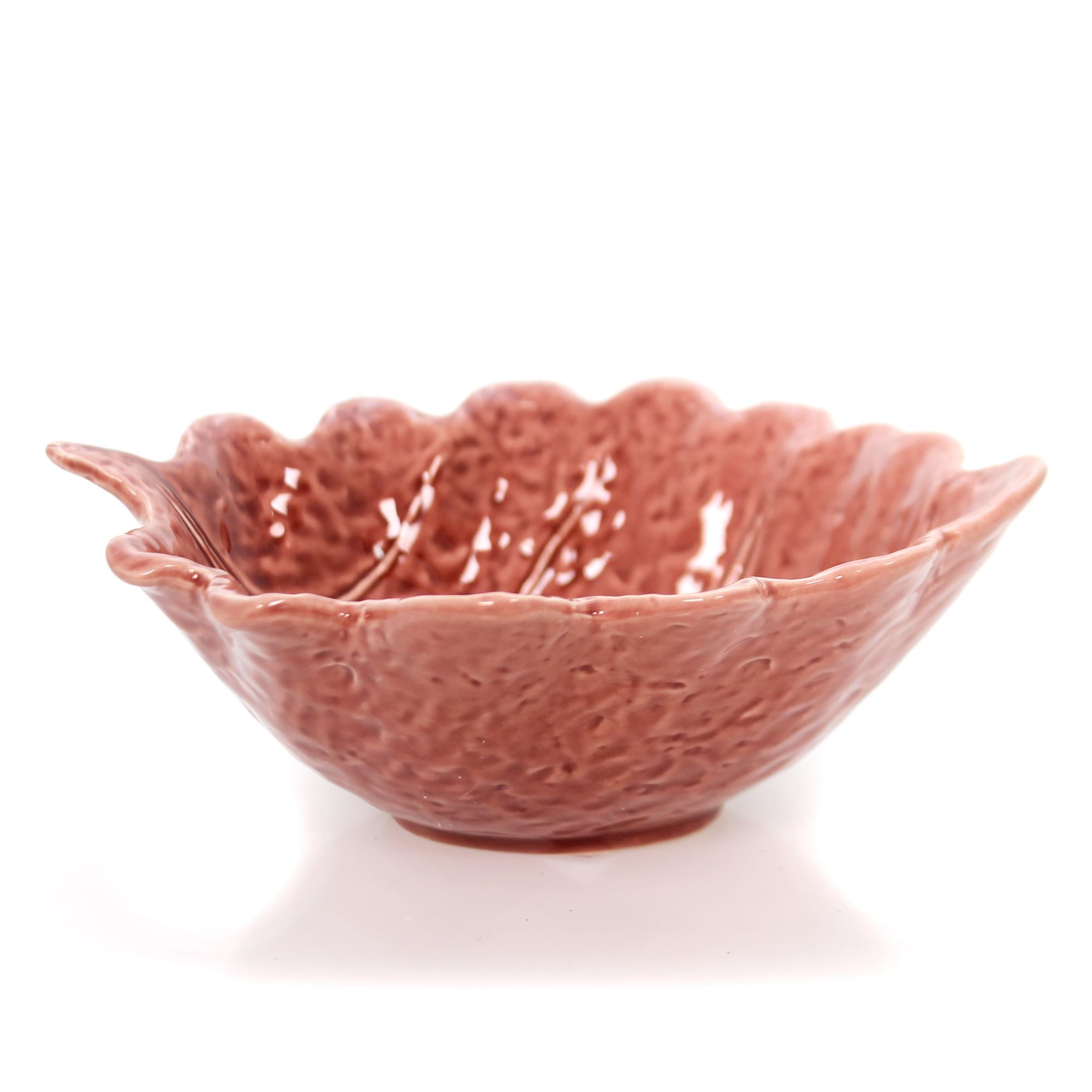 Teal Ceramic Leaf Pattern Bowl 18x7.8cm