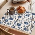 thumbnail image 3 of Navy Blue Floral Placemats Set of 8, Vintage Flower Watercolor Leaf Botanical Farmhouse Non-Slip Place Mats Washable Table Mats for Kitchen Dining Table Decorations Indoor/Outdoor, 3 of 9