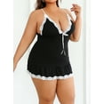 thumbnail image 4 of LapaPlus Women Plus Size Lingerie Lace Trim Sleepwear Nightdress, XL-5XL Black, 4 of 5