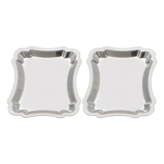 LOVERLYZ 2pcs Stainless Steel Snack Dish Dessert Plate Cake Trays for Wedding Party Restaurant (Lace, Small Size)