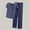 Navy #3, variant on Pajamas pstuiky Pajamas for Women Set, Women Solid Color Round Neck Short Sleeve Top and Elastic Waist Trousers Pajamas Set Home Wear Set Leisure Khaki M