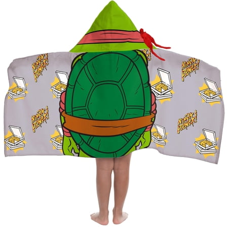 Jay Franco Kids Hooded Towel – 22" x 51" Super Soft Bath Wrap with 3D Hood, Beach, Pool & Travel, Official Licensed Product, Grey - TMNT Raphael