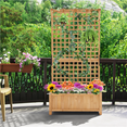 thumbnail image 2 of Yaheetech 72'' H Wood Planter Raised Garden Bed with Trellis, Light Brown, 2 of 8
