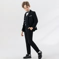 thumbnail image 7 of 5 PCS Boys' Formal Dresswear Suits Set Gentlemen Wedding Ring Bearer Outfits Blazer Dress Shirts Pants Vest Bowtie 2 Years, Black, 7 of 7