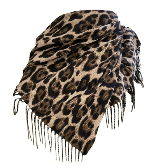 Yuanlong Womens Scarves Leopard Woven Thicken Soft Shawl & Wraps With Tassel Soft Neckwear Winter Thermal Blanket Scarf