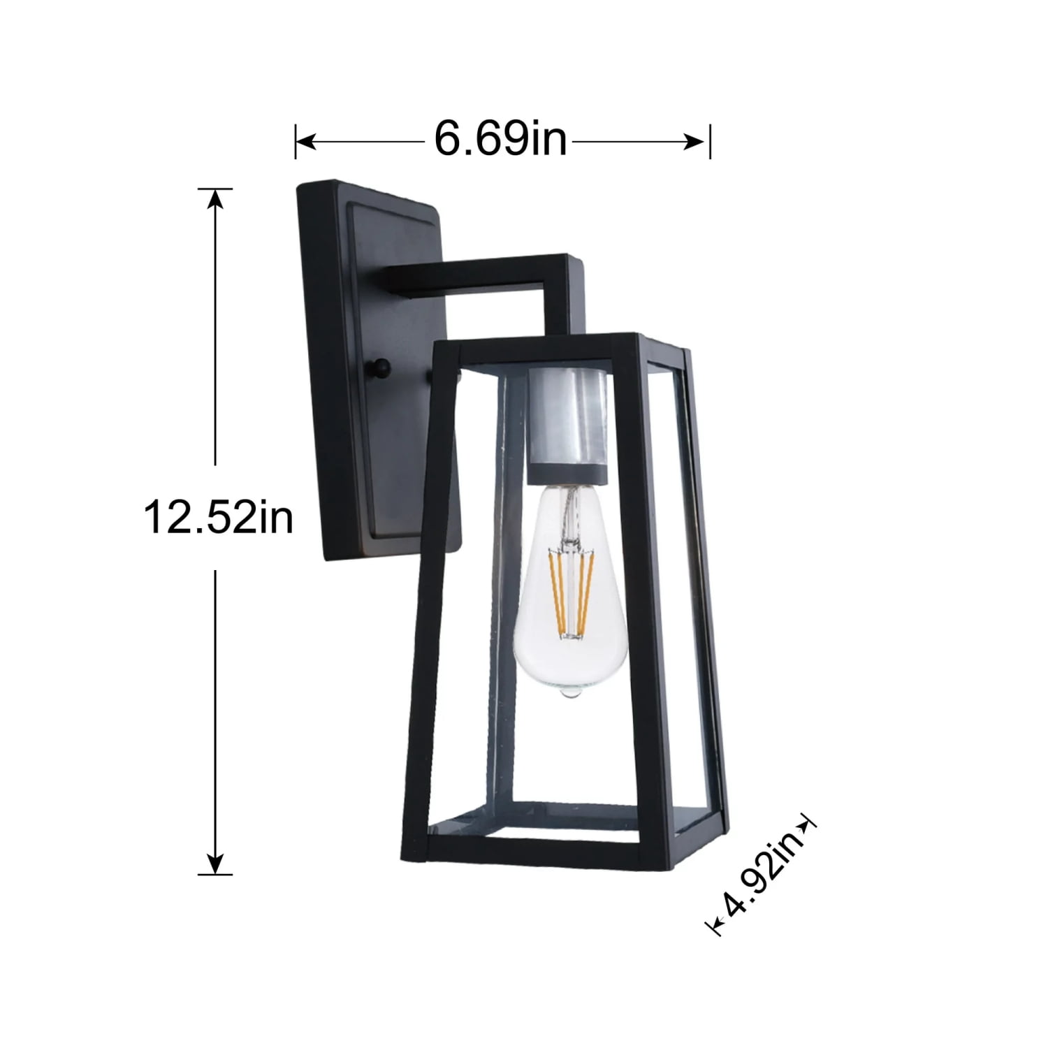 Better Homes & Gardens 12.5"H Bronze Classic Outdoor Wall Light, Glass Shade, ST19 LED Bulb Included