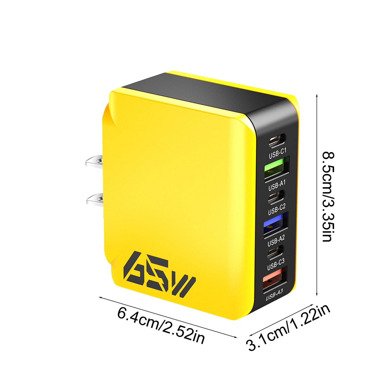 US Standard 65W 6-in-1 Multi-Port USB Fast Charger, Universal USB Charging Head Compatible with Phones Tablets Laptops & Multiple Devices
