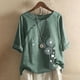 thumbnail image 1 of ICHUANYI ClearanceFashion Women Casual Button Floral Print Short Sleeve T-Short Blouse Tops(Green, XL) ICHUANYI WER20232080501409, 1 of 4