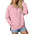 thumbnail image 2 of BXJX Women's Lightweight Hoodie- Adjustable Drawstring Casual Lightweight Zip-Front Thin Casual Jacket with Pockets Pink Size L, 2 of 5
