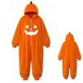 thumbnail image 7 of LIZUOJUN Under $15 Women Halloween Onesie Pajamas Hooded Zip Up Footie Pumpkin Print Soft Fabric Cosplay Costume For Holiday Parties Cozy Nights Sleepover Orange Flannel, 2XL, 7 of 7