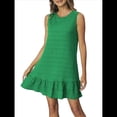 thumbnail image 3 of Vestido Corto Informal de Verano con Cuello Redondo y Volantes para Mujer, Sin Mangas y con Dobladillo Fruncido. Verde XL, 3 of 8