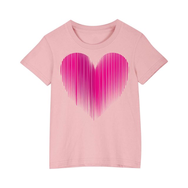 Posijego T-Shirts de la Saint-Valentin pour Enfants avec Cœur Graphique, Garçons Filles, Col Rond, Manches Courtes, Hauts Mignons